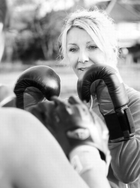 Girl on pads outdoors